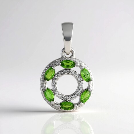 Ciondolo in argento con Diopside Russo