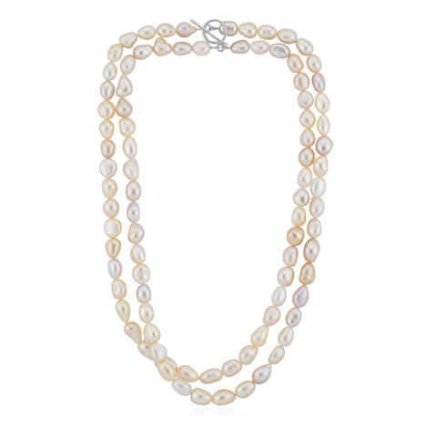 Pinkfarbene Süßwasserzuchtperlen-Silberhalskette (TPC)