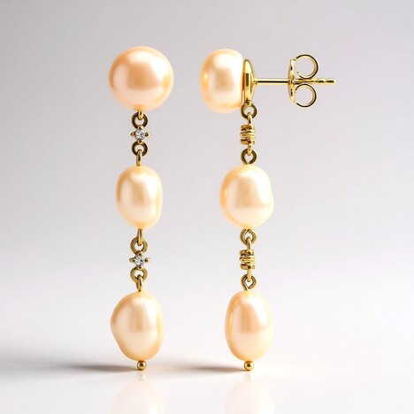 Orecchini in argento con Perla d'Acqua Dolce Arancione (TPC)