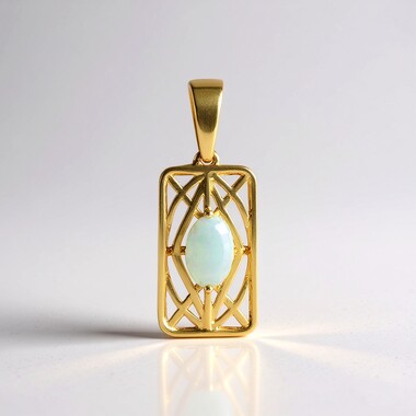 Zawieszka ze srebra pozłacanego - Opal Welo  (Ornaments by de Melo)