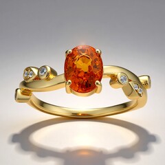 Anello in oro con Zaffiro Arancione Ban Ka Cha