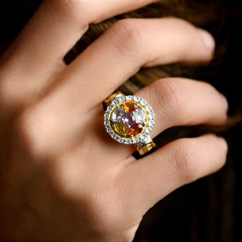 Anello in argento con Zaffiro Giallo (Gems en Vogue)