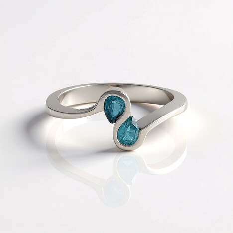 Anello in argento con Cianite Blu Foglia di Tè