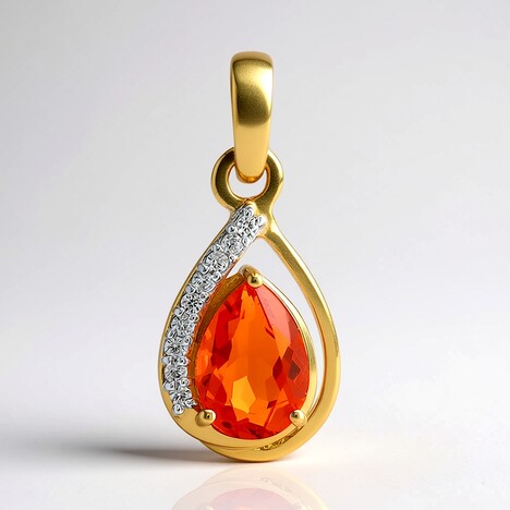 Pendentif en or et Opale de feu mexicaine AAA