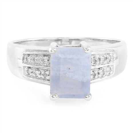 Zilveren herenring met een blauwe kant agaat