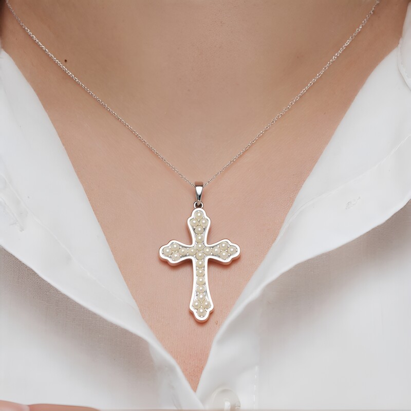 Weiße Süßwasserzuchtperlen-Silberanhänger