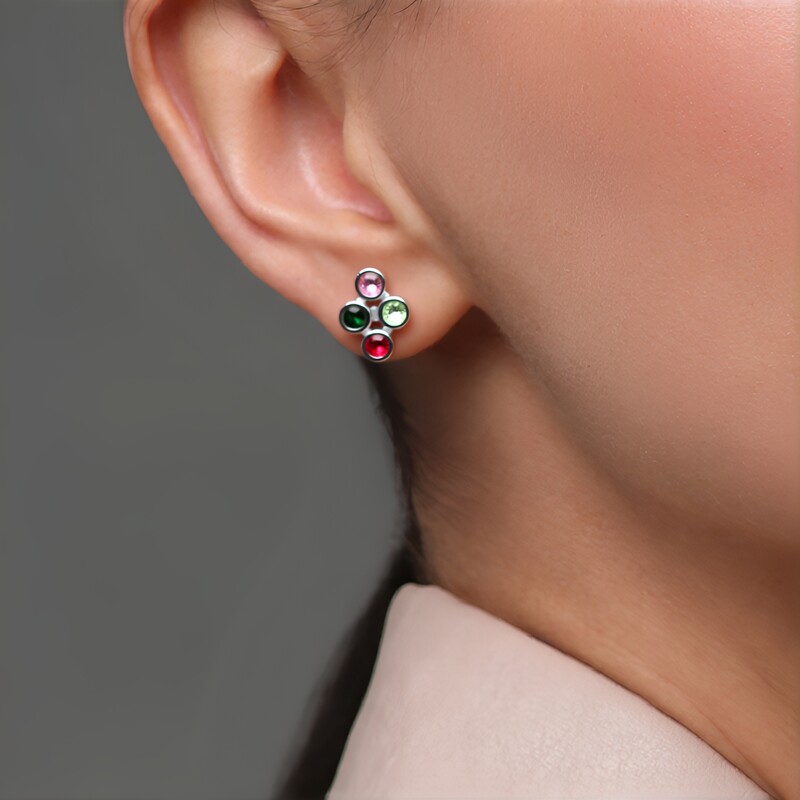 Boucles d'oreilles en argent et Tourmaline verte du Brésil (Pallanova)