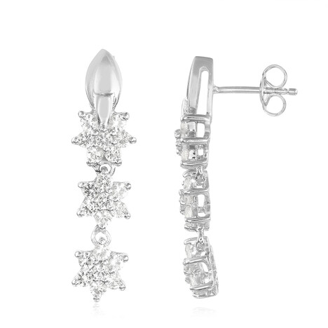 Zilveren oorbellen met witte topaasstenen