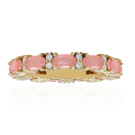 Pinkfarbener Pastell-Quarz-Silberring