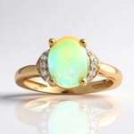 Bague en or et Opale d'Australie