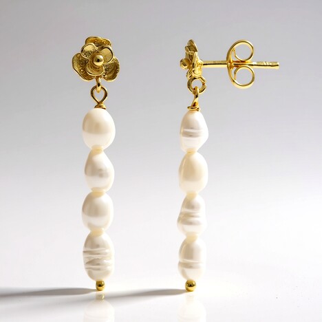 Orecchini in argento con Perla d'Acqua Dolce Bianca (Joias do Paraíso)