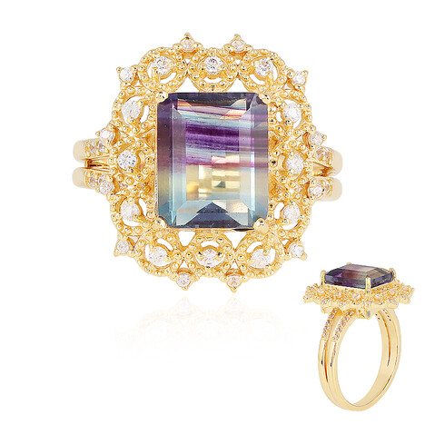 Mehrfarbiger Fluorit-Silberring