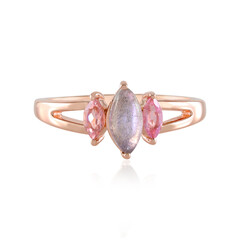 Anello in argento con Labradorite rosa Maniry