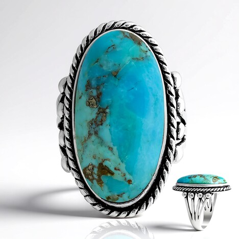 Anello in argento con Turchese Kingman Mohave Blu (Jones Lee)