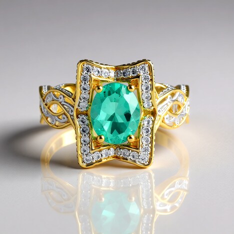 Anello in argento con Fluoroapatite Verde (Gems en Vogue)
