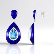 Boucles d'oreilles en argent et Topaze bleu Suisse (Adela Silber)