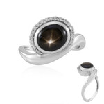 Zilveren ring met een zwarte ster saffier (de Melo Essence)