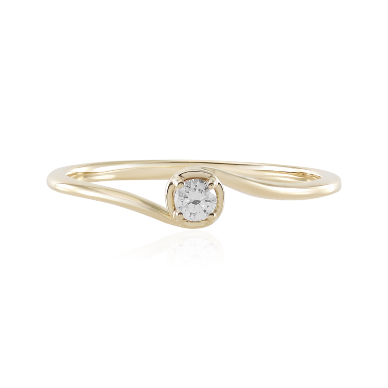 Anello chic in oro 9K con diamante da 0,086 carati, dal design elegante ...