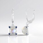 Orecchini in argento con Pietra di Luna Blu (KM by Juwelo)