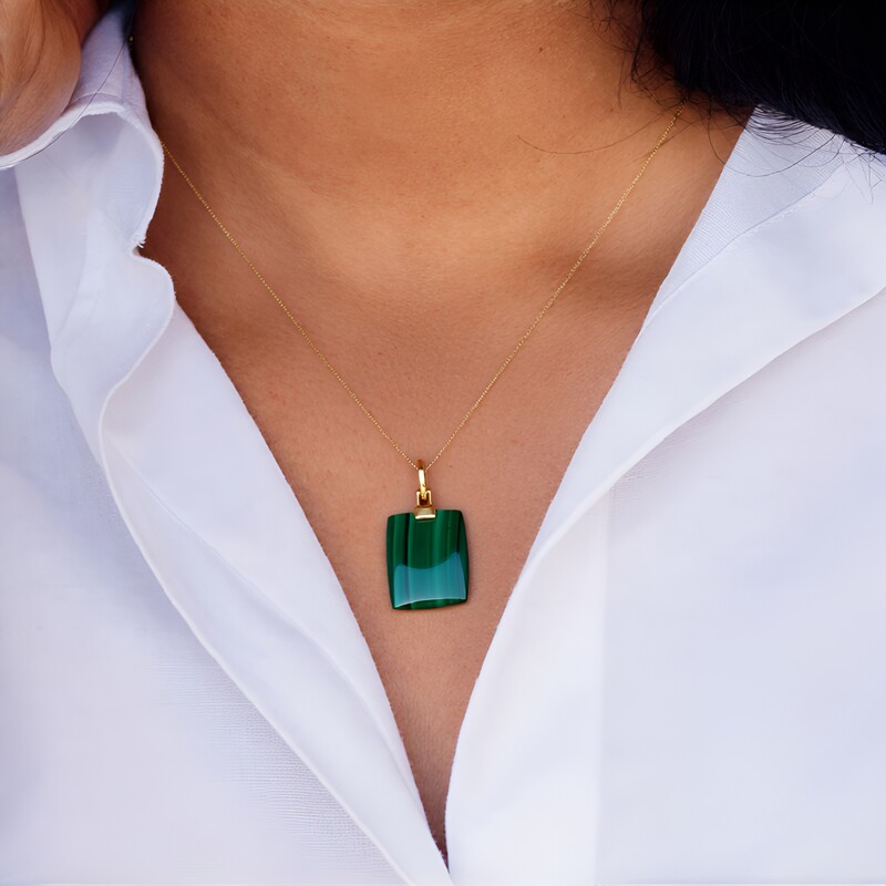 Pendentif en or et Malachite