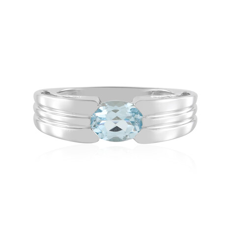 Zilveren ring met een hemel-blauwe topaas (de Melo)