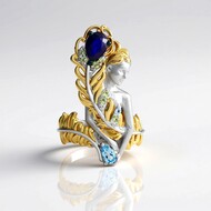 Cobalt Spinel Silver Ring (Gems en Vogue)
