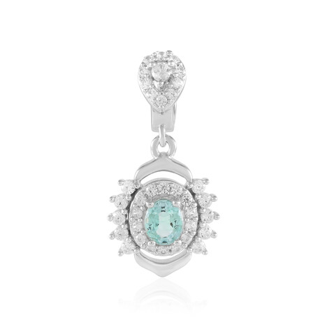 Paraiba Color Emerald Silver Pendant