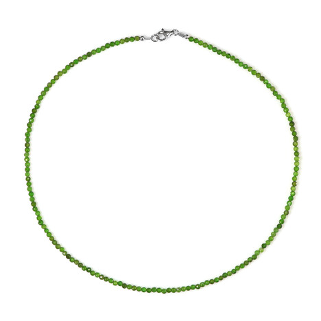 Zilveren halsketting met Russische diopsiedstenen