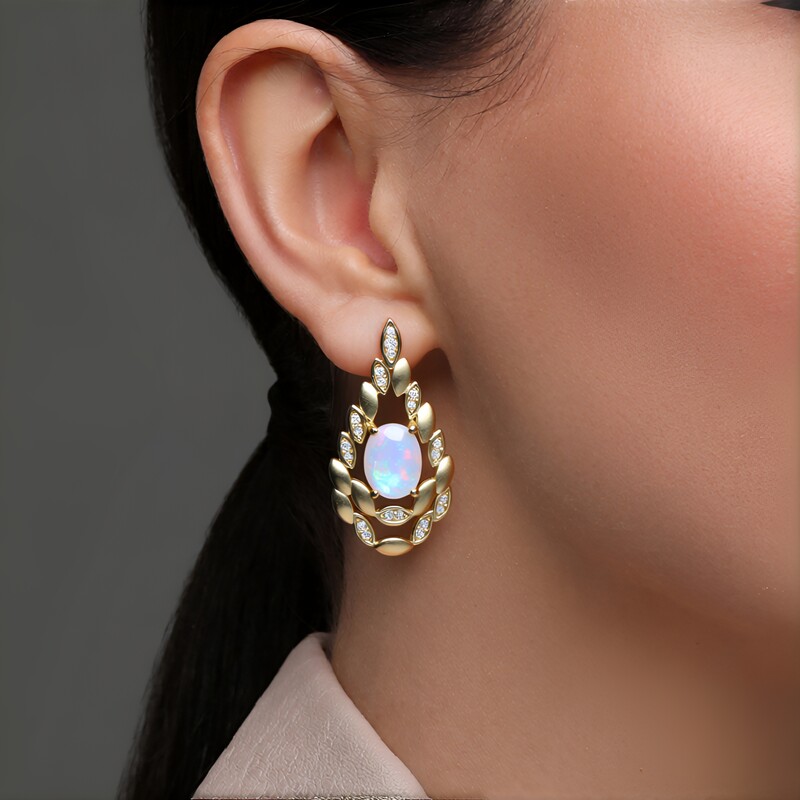 9K AAA Welo Opal Gold Earrings (de Melo)