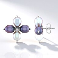 Black Freshwater Pearl Silver Earrings (TPC)