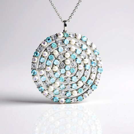 Collana in argento con Pietra di Luna Arcobaleno (KM by Juwelo)