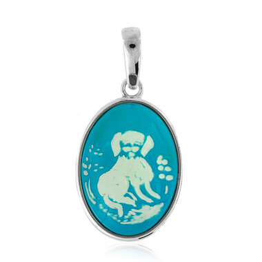 Colgante en plata con Ámbar azul (dagen)