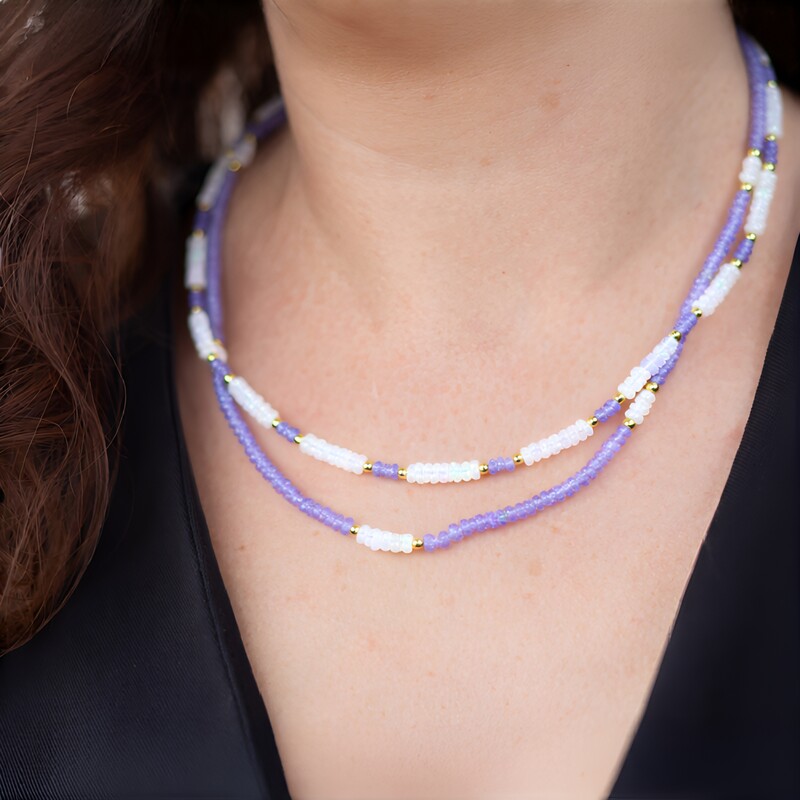 Edelstein-Silberhalskette (Riya)