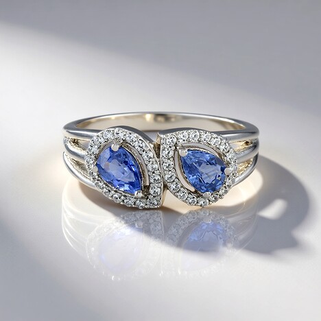 Anello in argento con Zaffiro Ceylon Blu (non riscaldato)