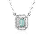 Zilveren halsketting met een Paraiba kleurige smaragd