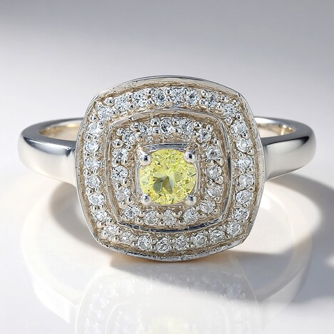 Anello in argento con Danburite Giallo Neon