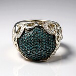 Anello in argento con Diamante Blu