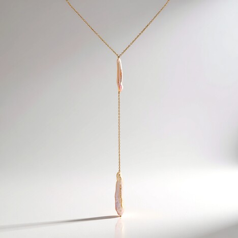 Collier en argent et Perle de culture d’eau douce Keshi pourpre