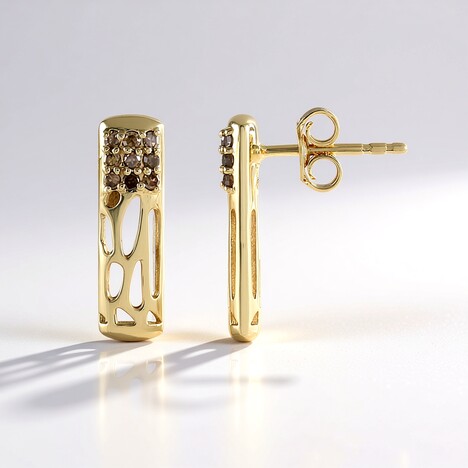 Orecchini in oro con Diamante Champagne I2 (Ornaments by de Melo)