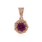 Zilveren hanger met een magenta granaat