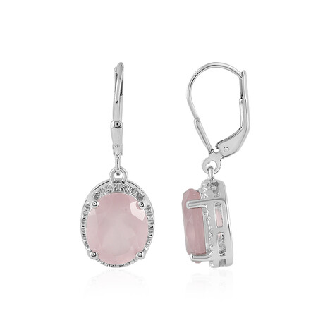 Rosenquarz-Silberohrringe