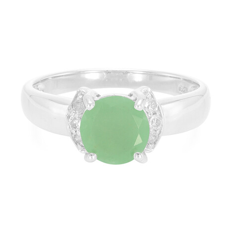 Anillo de hombre en plata con Calcedonia verde
