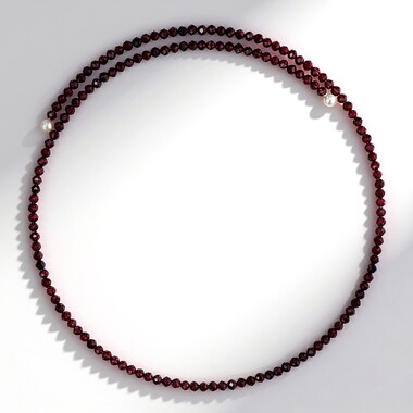 Collar al cuello en acero con Granate de Mozambique (Riya)