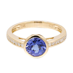Gouden ring met een AAA tanzaniet (CIRARI)