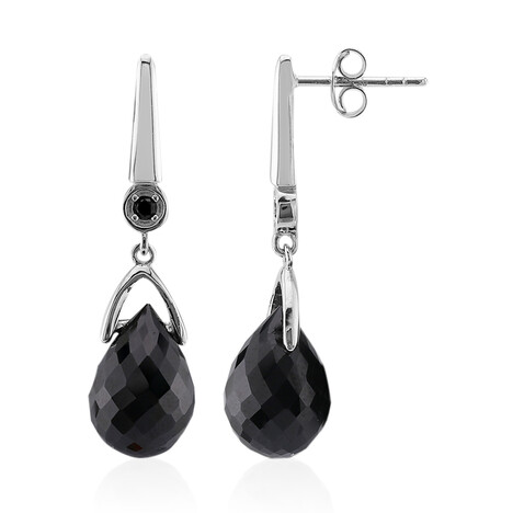 Black Spinel Silver Earrings
