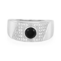 Bague pour homme en argent et Spinelle noir
