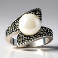 White Freshwater Pearl Silver Ring (Annette classic)