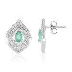 Boucles d'oreilles en argent et Emeraude de Russie (Adela Silber)