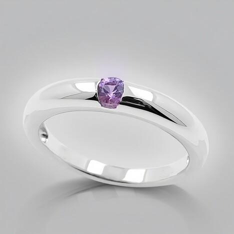 Bague en argent et Saphir pourpre de Ceylan non chauffé