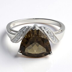 Bague en argent et Quartz fumé